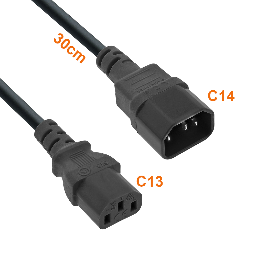 Rallonge d'alimentation secteur C13 vers C14 30cm