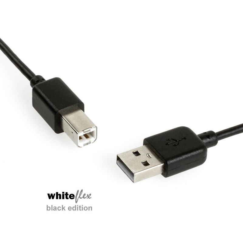 Câble USB 2.0 WHITEFLEX Black Edition flexible + noir  30cm