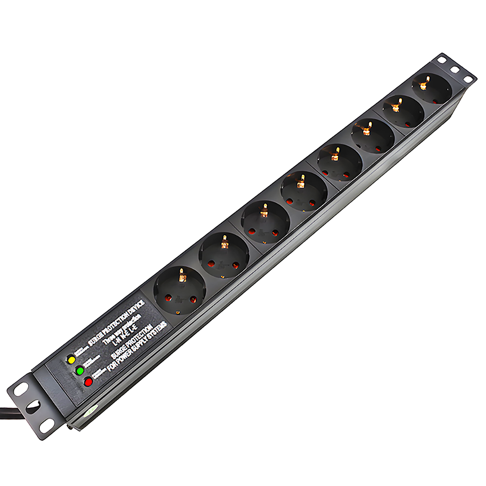 Barrette d'alimentation 19" 8x avec protection contre les surtensions