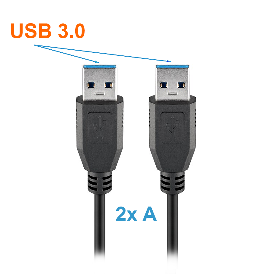 Câble USB 3.0 spécial avec 2x A mâle 50cm NOIR