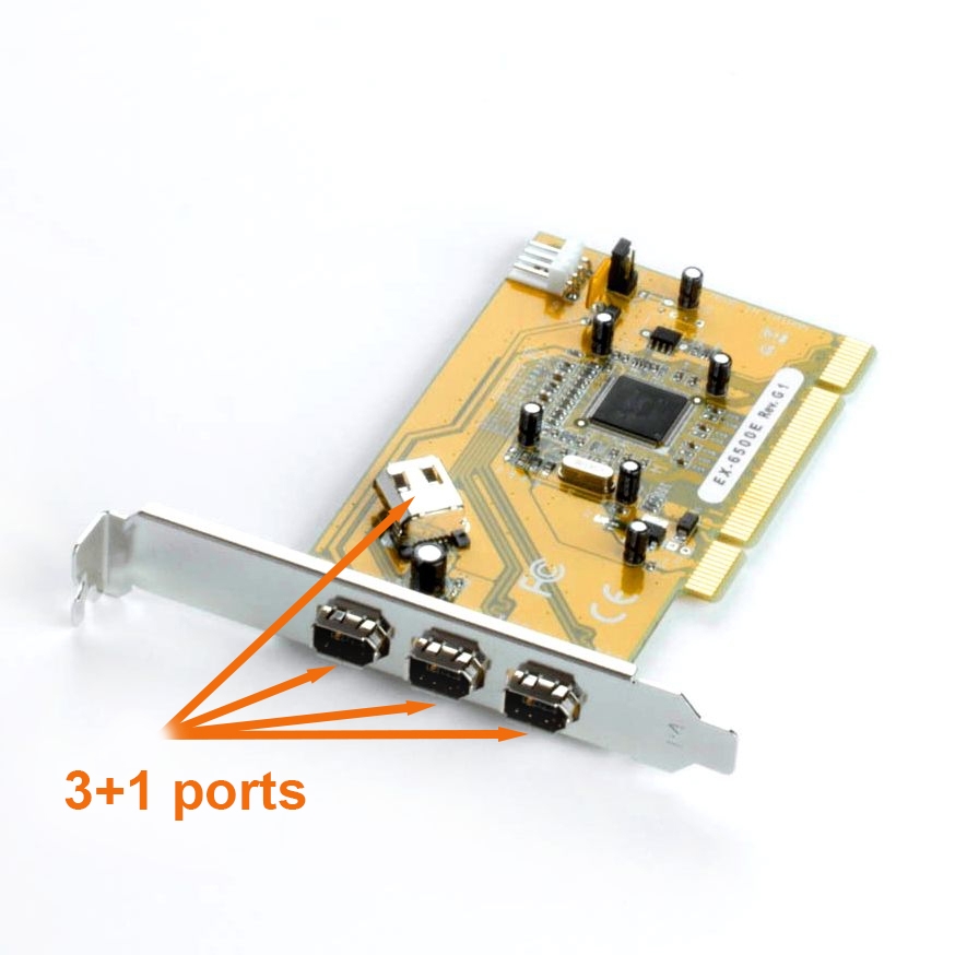 Adaptateur PCI Firewire 400 avec Texas Instruments 3+1 ports