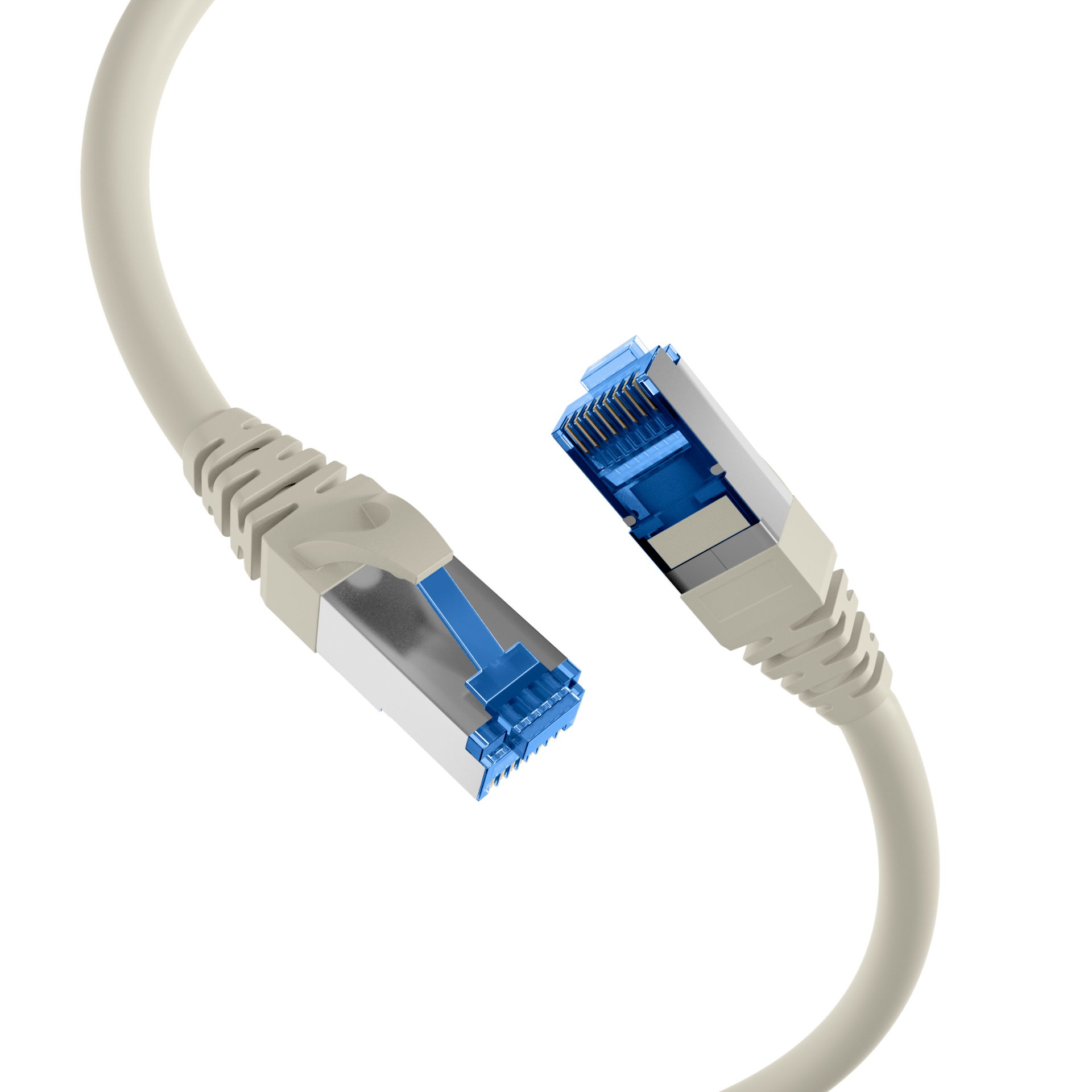 Cat.6A UL câble réseau S/FTP AWG26  500Mhz 10Gbps gris 1m
